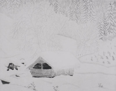 Camille COMBE : Matin de givre, Gravure originale signée
