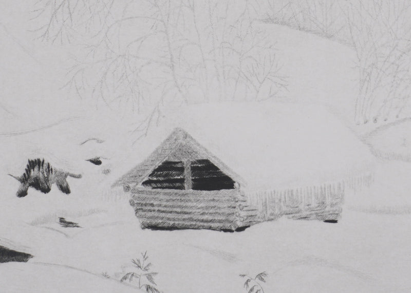 Camille COMBE : Matin de givre, Gravure originale signée