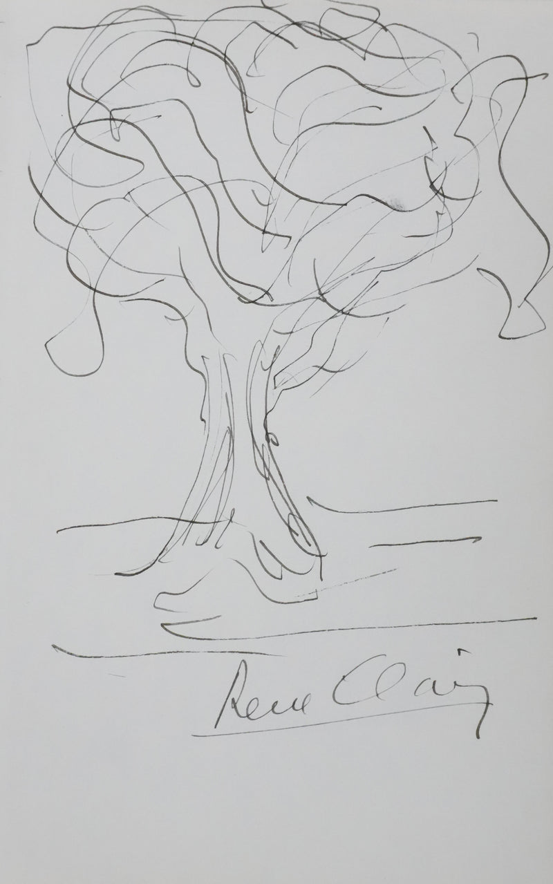 René CLAIR : Les branches emmêlées, Autographe et dessin original signé