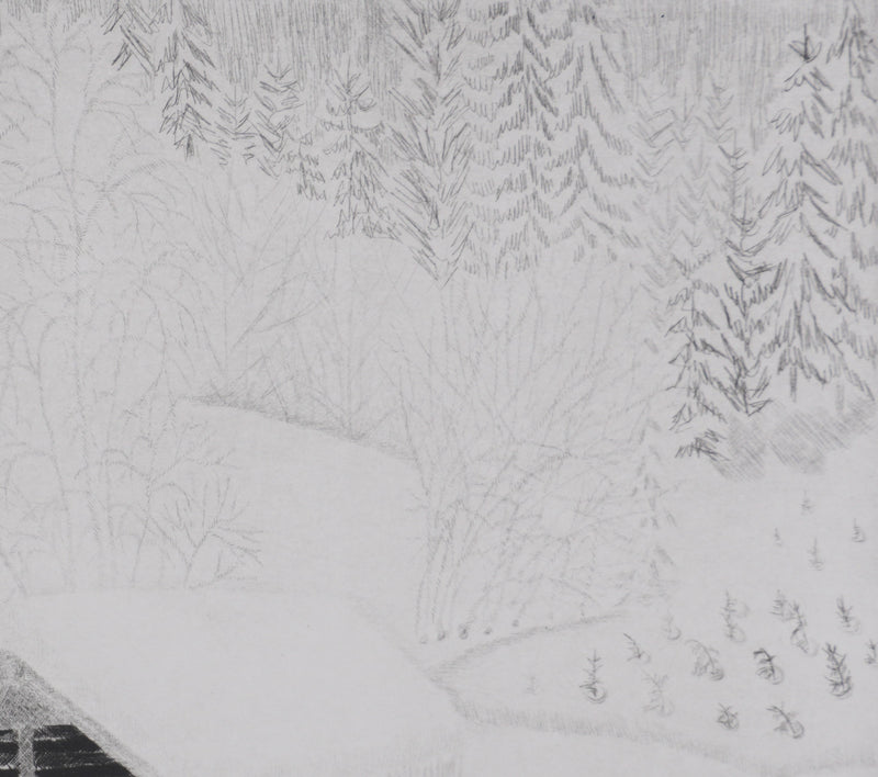Camille COMBE : Matin de givre, Gravure originale signée