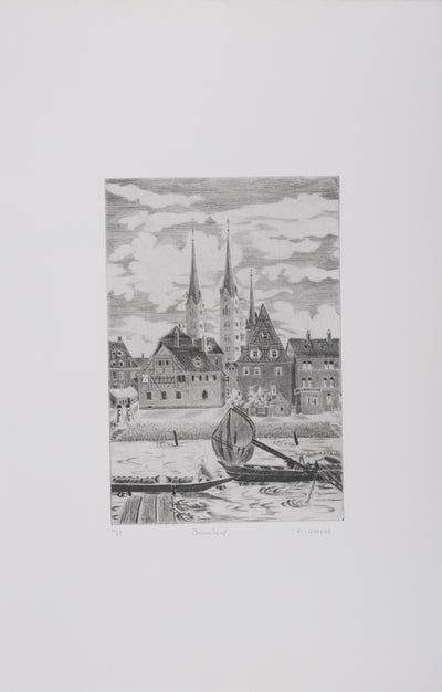 Camille COMBE : Bamberg, Gravure originale signée