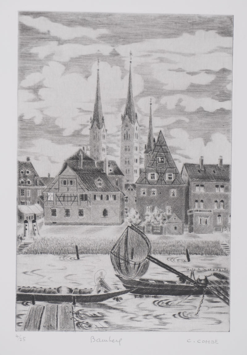 Camille COMBE : Bamberg, Gravure originale signée