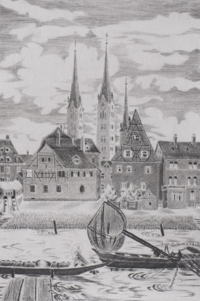 Camille COMBE : Bamberg, Gravure originale signée