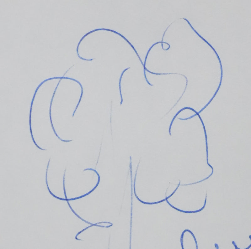 René FLORIOT : Les feuilles dansantes, Autographe et dessin original signé