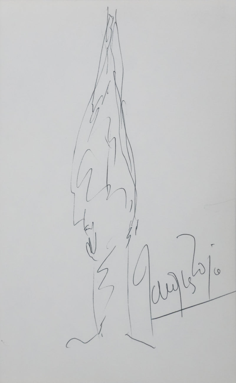 Jacques TOJA : Le grand cyprès, Autographe et dessin original signé
