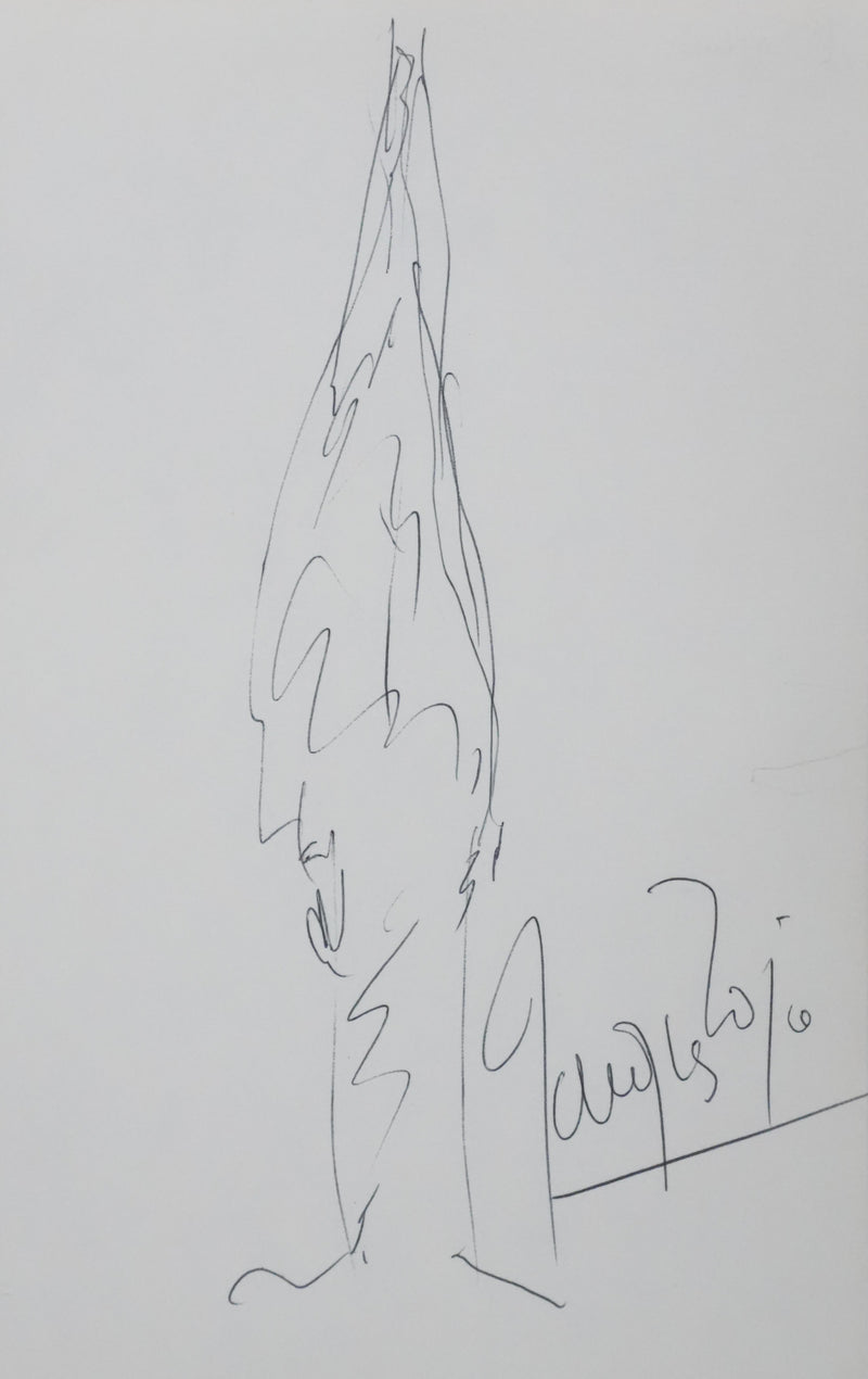Jacques TOJA : Le grand cyprès, Autographe et dessin original signé