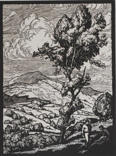 Jean-Baptiste VETTINER : Rhüne, La pause sous les arbres, Gravure originale