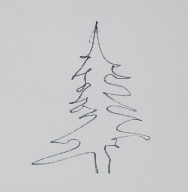 Eddy DUBOIS : Silhouette alpine, Autographe et dessin original signé