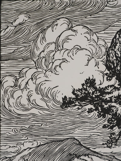 Jean-Baptiste VETTINER : Rhüne, La pause sous les arbres, Gravure originale