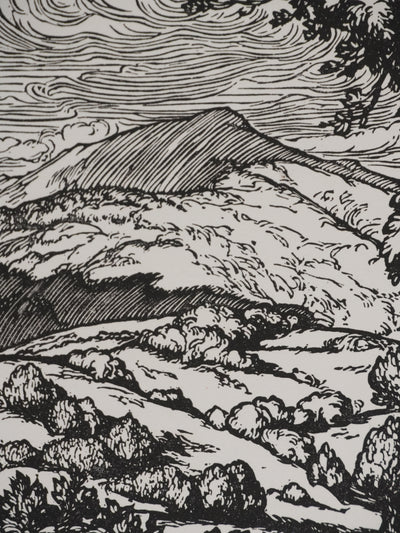 Jean-Baptiste VETTINER : Rhüne, La pause sous les arbres, Gravure originale