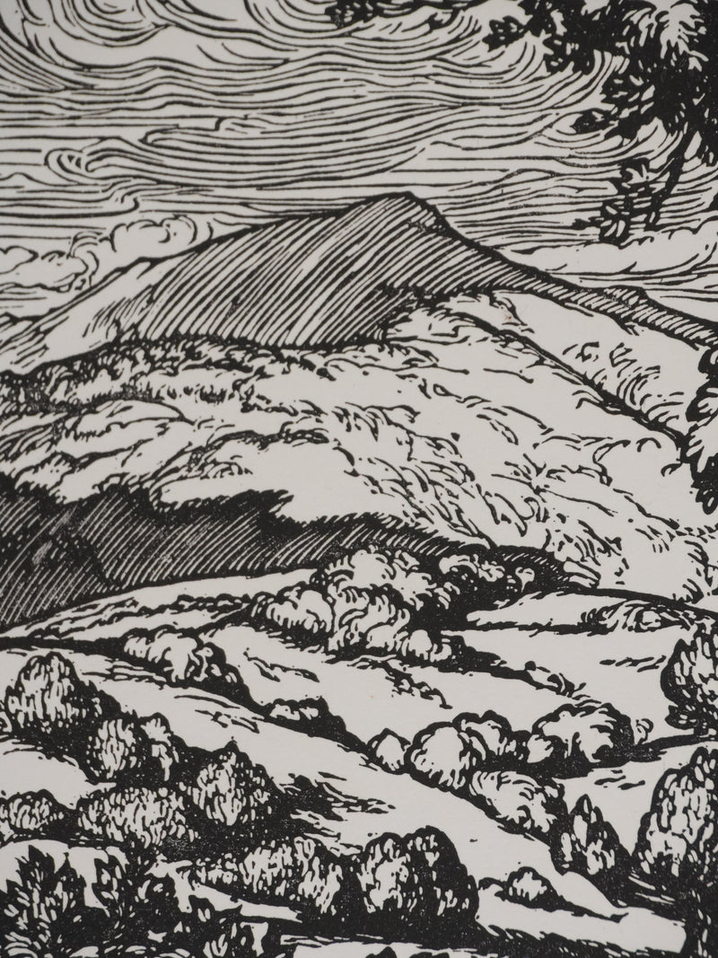 Jean-Baptiste VETTINER : Rhüne, La pause sous les arbres, Gravure originale