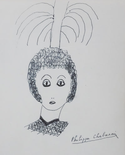 Philippe CHABANEIX : L'arbre sortant de la tête, Autographe et dessin original signé