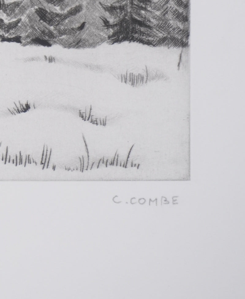 Camille COMBE : Surpris des brumes, Gravure originale signée