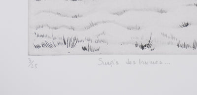 Camille COMBE : Surpris des brumes, Gravure originale signée
