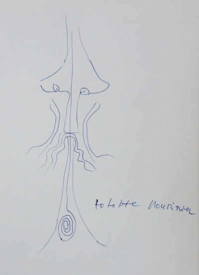 Tototte NOURISSIER : Silhouette d'arbre, Autographe et dessin original signé