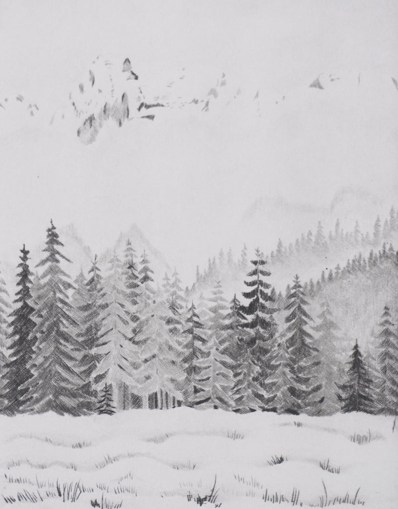 Camille COMBE : Surpris des brumes, Gravure originale signée