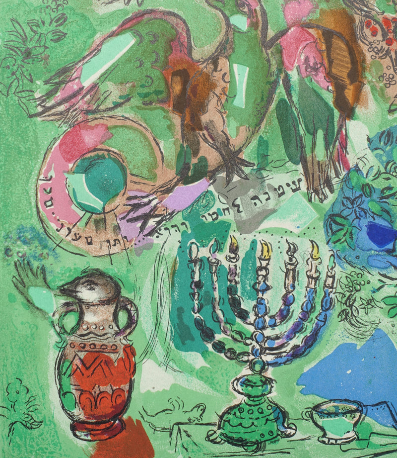 Marc CHAGALL : Asser, Le chandelier et les oiseaux du Paradis, Lithographie originale (photo de détail 2) - Crédit photo : Galerie Art.Paris