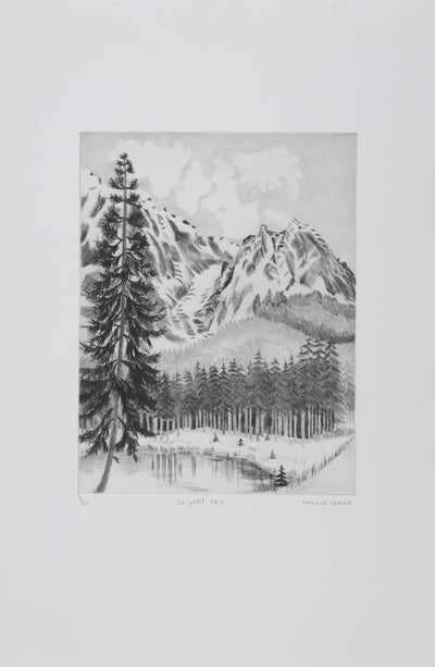 Camille COMBE : Le petit lac, Gravure originale signée