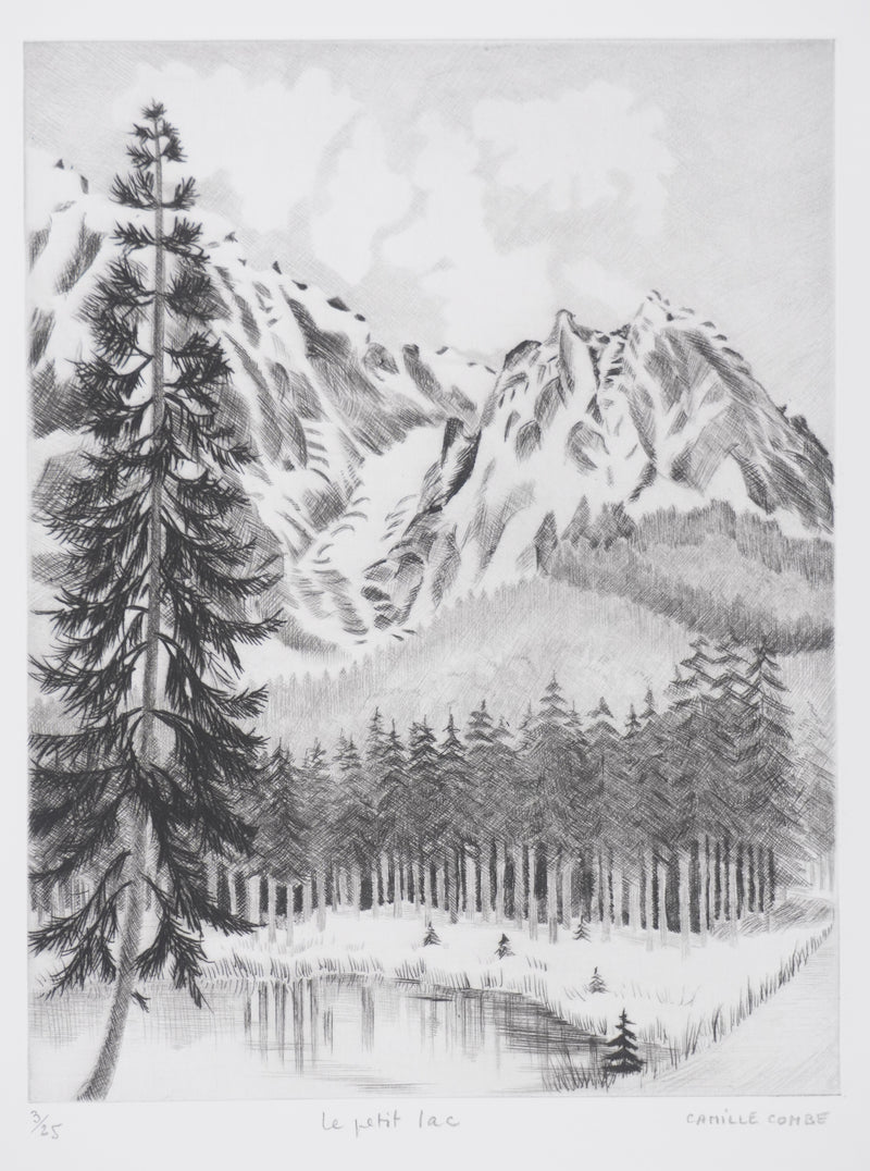 Camille COMBE : Le petit lac, Gravure originale signée