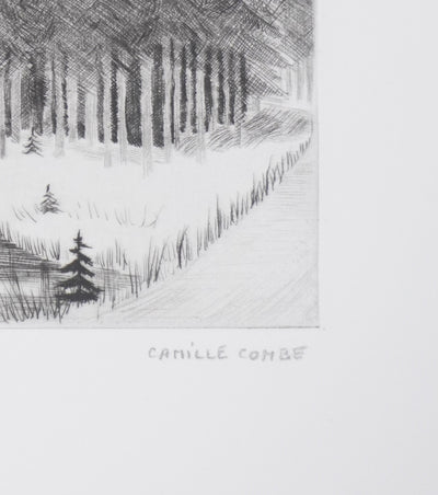 Camille COMBE : Le petit lac, Gravure originale signée