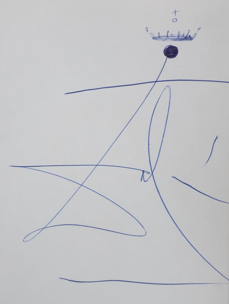 Salvador DALI : Autographe à la couronne, Dessin original signé