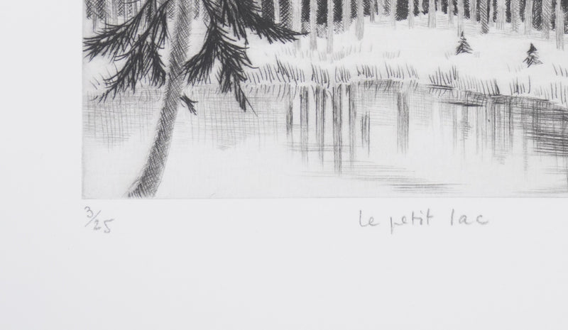 Camille COMBE : Le petit lac, Gravure originale signée