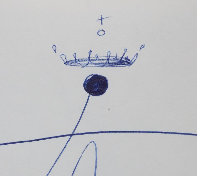Salvador DALI : Autographe à la couronne, Dessin original signé