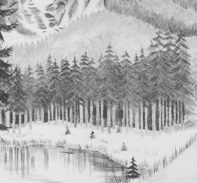 Camille COMBE : Le petit lac, Gravure originale signée