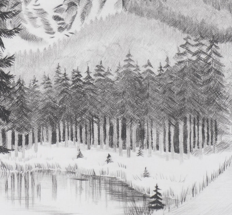 Camille COMBE : Le petit lac, Gravure originale signée