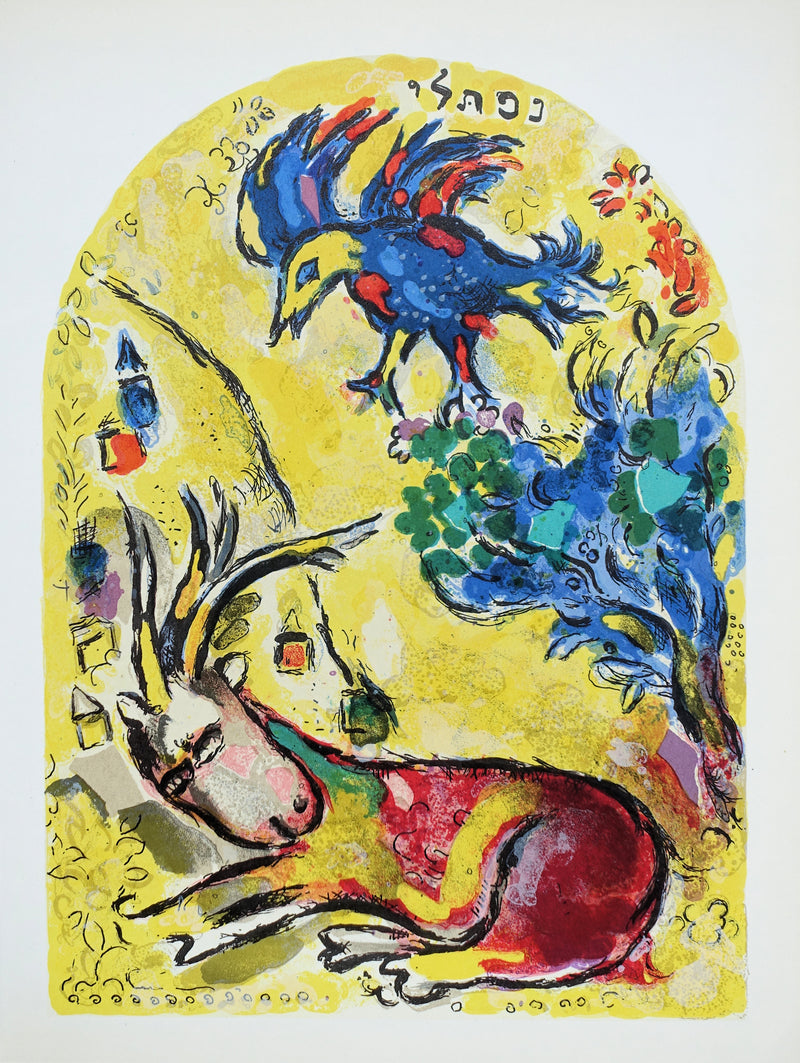 Marc CHAGALL : Nephthali, bouquet fleuri et oiseau, Lithographie originale (vue générale) - Crédit photo : Galerie Art.Paris