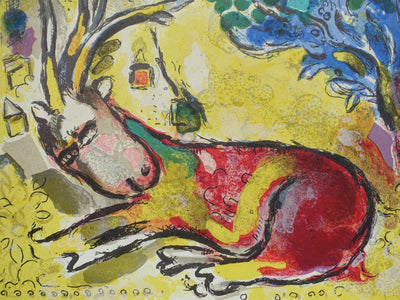 Marc CHAGALL : Nephthali, bouquet fleuri et oiseau, Lithographie originale (photo de détail 3) - Crédit photo : Galerie Art.Paris