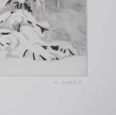Camille COMBE : La montagne fume, Gravure originale signée