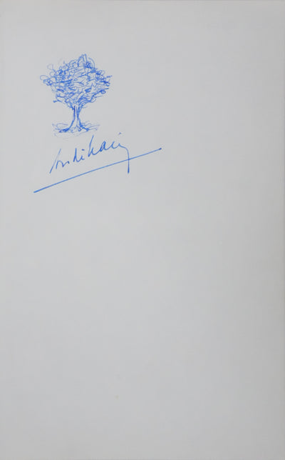 André MARIE : L'arbre feuillu, Autographe et dessin original signé