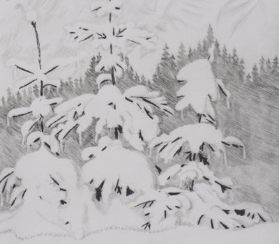 Camille COMBE : La montagne fume, Gravure originale signée
