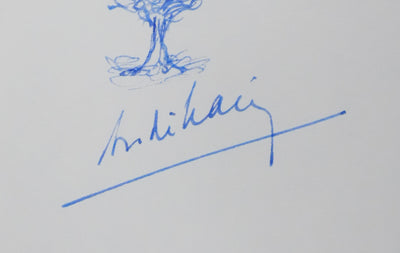 André MARIE : L'arbre feuillu, Autographe et dessin original signé