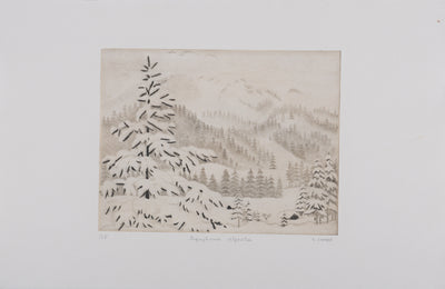 Camille COMBE : Symphonie alpestre brune, Gravure originale signée