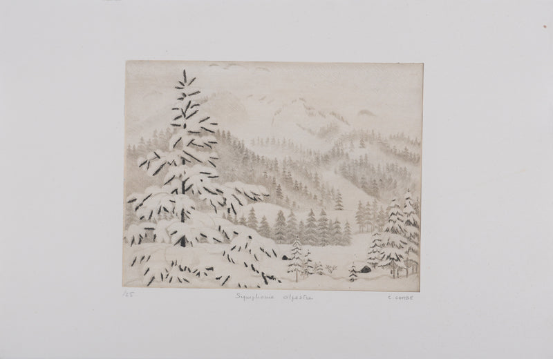 Camille COMBE : Symphonie alpestre brune, Gravure originale signée