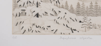 Camille COMBE : Symphonie alpestre brune, Gravure originale signée