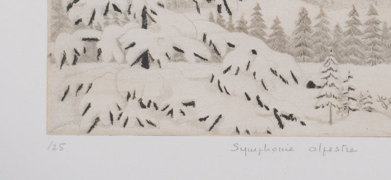 Camille COMBE : Symphonie alpestre brune, Gravure originale signée