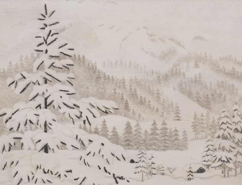 Camille COMBE : Symphonie alpestre brune, Gravure originale signée