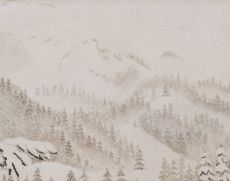 Camille COMBE : Symphonie alpestre brune, Gravure originale signée