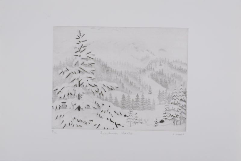 Camille COMBE : Symphonie alpestre, Gravure originale signée