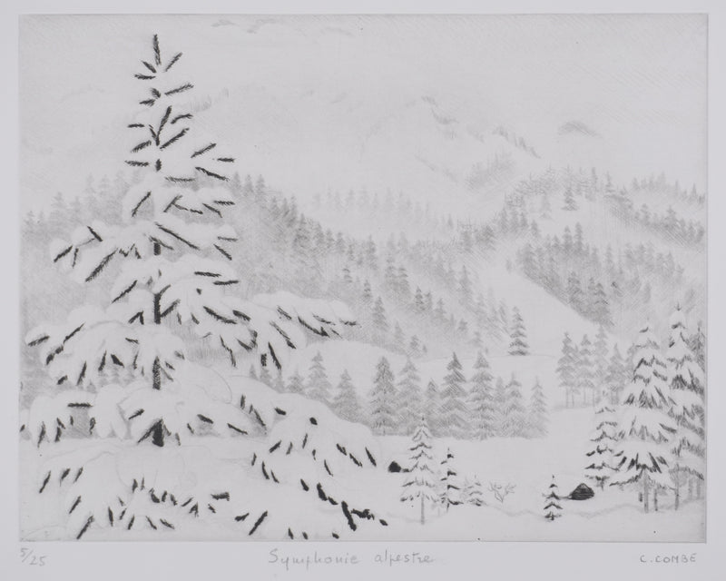 Camille COMBE : Symphonie alpestre, Gravure originale signée