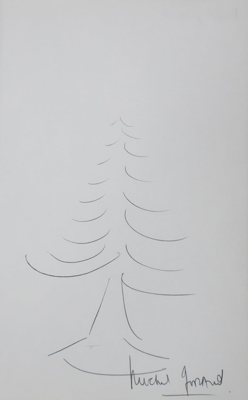 Michel GIRAUD : Arbre silencieux, Autographe et dessin original signé