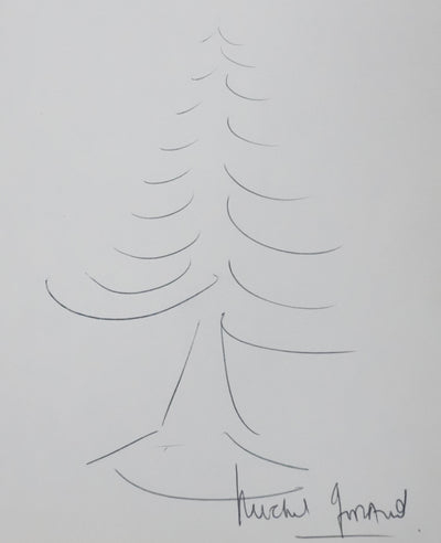 Michel GIRAUD : Arbre silencieux, Autographe et dessin original signé