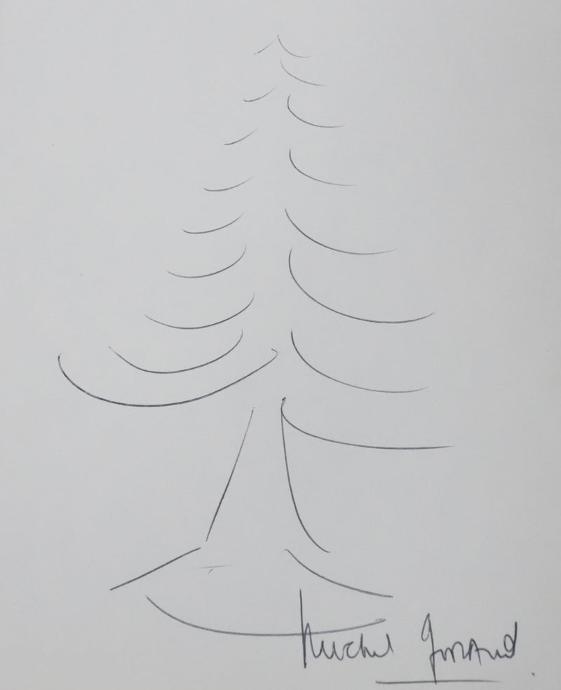 Michel GIRAUD : Arbre silencieux, Autographe et dessin original signé