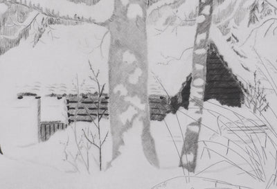 Camille COMBE : Le chalet, Gravure originale signée