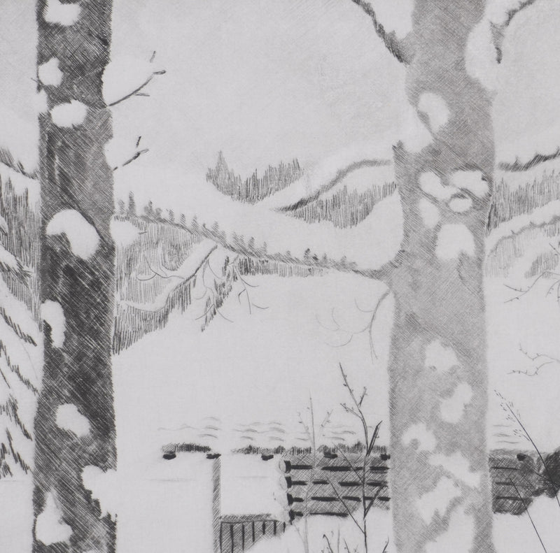 Camille COMBE : Le chalet, Gravure originale signée