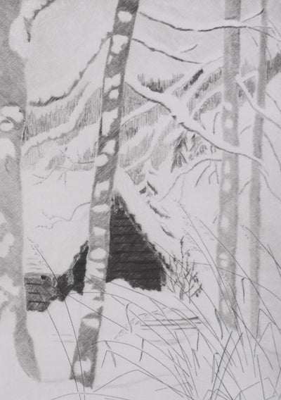 Camille COMBE : Le chalet, Gravure originale signée
