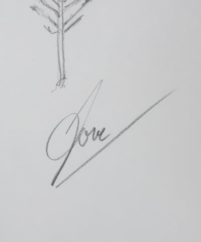 Joseph FORET : L'arbre planté, Autographe et dessin original signé